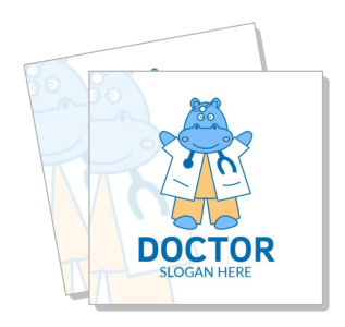 cartoon hippo doctor logo design template