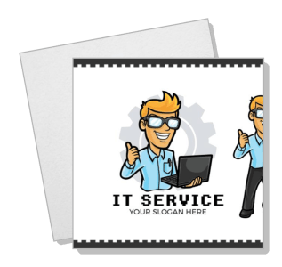 cartoon it service professional holding laptop thumbs up illustration template