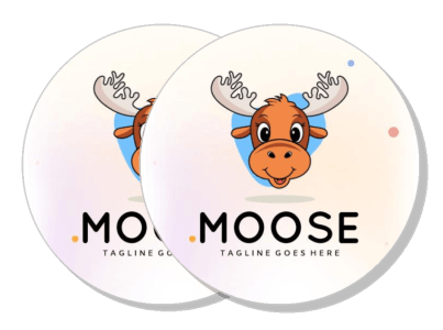 cartoon moose logo design with tagline and circular background template