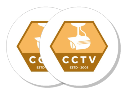cctv icon with camera symbol and estd 2008 text template