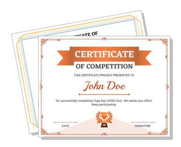 certificate of competition template yoga day quiz