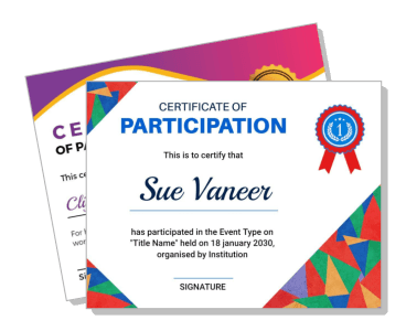 certificate of participation with colorful geometric design template