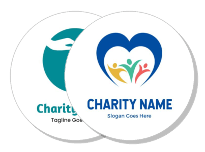 charity logo designs with hand and heart icons template
