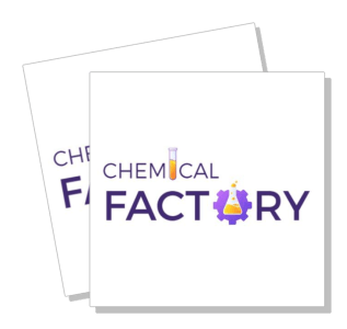 chemical factory logo design with test tube and flask illustration template