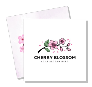 cherry blossom floral logo design with slogan template