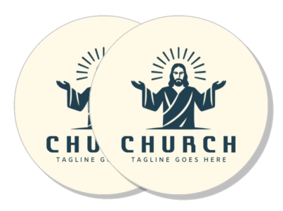christian church logo design with jesus figure and tagline template