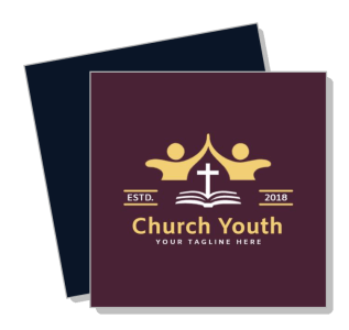church youth logo with cross and open book design template