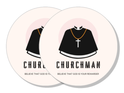 churchman clothing brand logo design with clerical collar and cross template