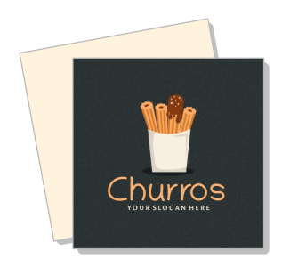 churros logo design template with slogan and dark background