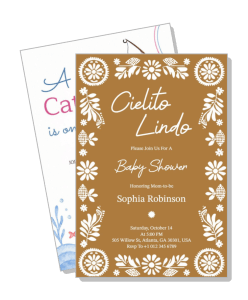 cielito lindo brown floral border baby shower invitation design template