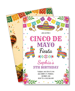 cinco de mayo fiesta birthday invitation colorful design template