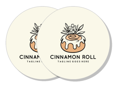 cinnamon roll logo design with cream and floral decor template