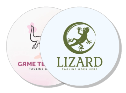 circle logo designs with lizard theme and game tagline template