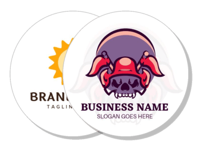 circular business stickers with sun and skull designs template