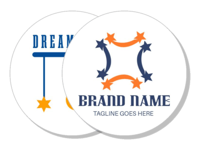 circular logo design with stars and brand name tagline template