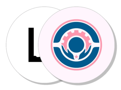 circular logos with contrasting colors and abstract design elements template