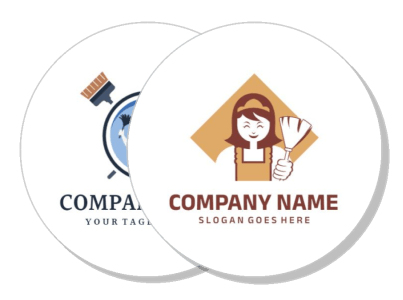 cleaning company logos with brush and mascot design elements template