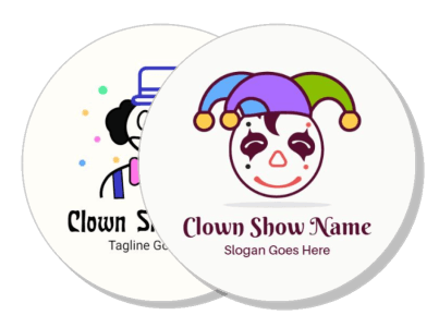 clown show names logo design with slogans and graphics template