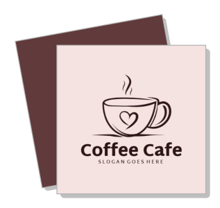 coffee cafe logo design with steaming cup and heart illustration template