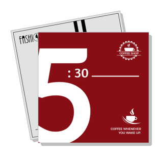 coffee shop poster design with time and cup illustration template