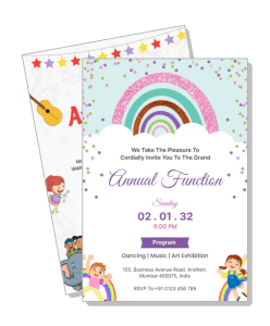 colorful annual function invitation card design with rainbow theme template