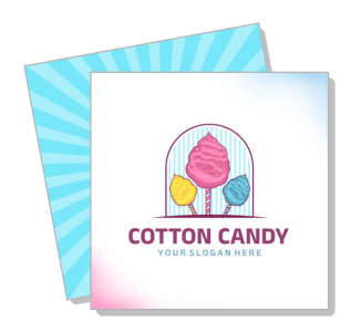 colorful cotton candy logo design with background pattern template