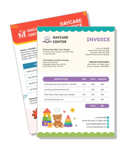 colorful daycare center invoice template design
