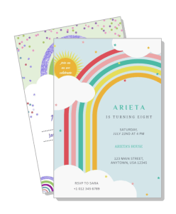 colorful rainbow birthday invitation card design for kids party celebration template