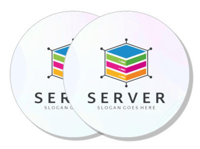 colorful server logo design template with slogan