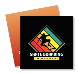 colorful skateboarding logo design with tagline placeholder template