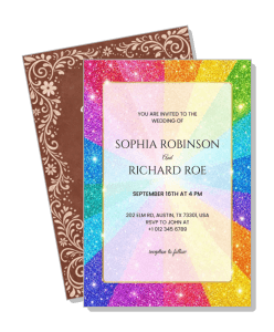 colorful sparkle wedding invitation card design template