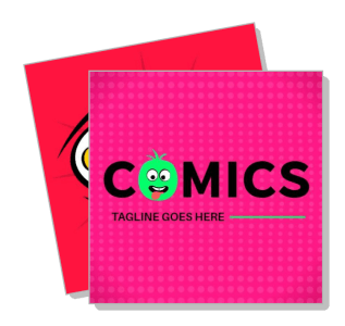 comics logo design with creative tagline template