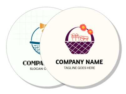 company logo design basket theme gift package vector illustration template