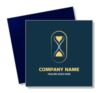 company logo design template with hourglass icon and placeholder text