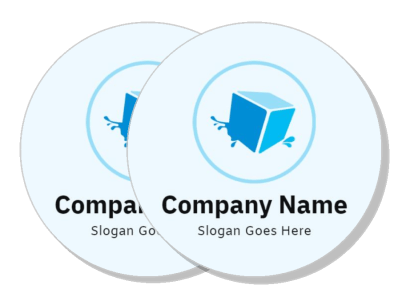 company logo design with blue cube and slogan template