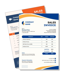 company sales invoice template with product details quantity and totals