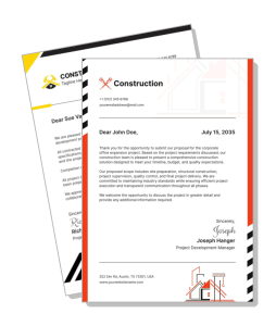 construction company letterhead and proposal template