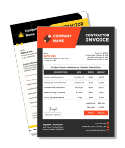 contractor invoice template with company logo and details