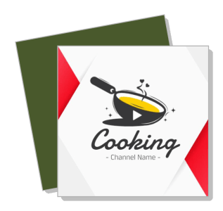 cooking channel logo design with pan and spatula graphic template