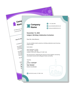 corporate birthday invitation letter mockup design template