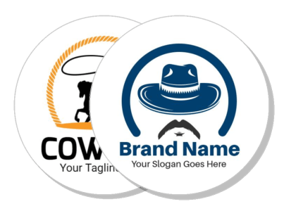 cowboy brand logo design with hat and tagline template