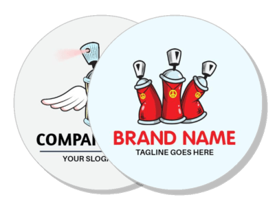 creative brand logo design with paint spray cans and tagline template