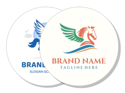 creative brand logos with pegasus and slogan design template