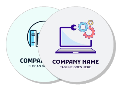 creative business logo with computer and gears design template