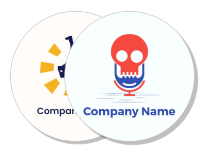 creative company logo designs with microphone and light bulb icons template