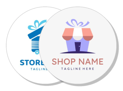 creative store logo designs with shopping bag gift concept template