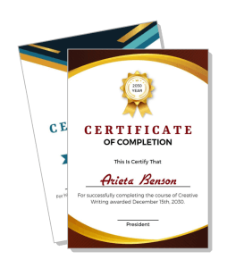 creative writing certificate of completion design template