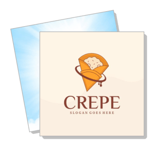crepe logo design with illustrated crepe dessert template