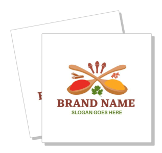 culinary brand logo design with spices spoon and slogan template
