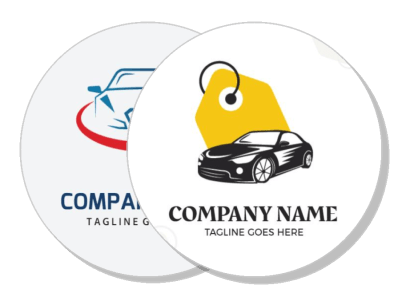 custom car dealership logo design concept with tag and vehicle illustrations template